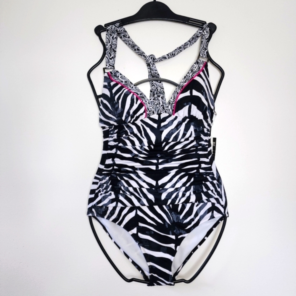 Kenneth Cole swimsuit small halter zebra one piece